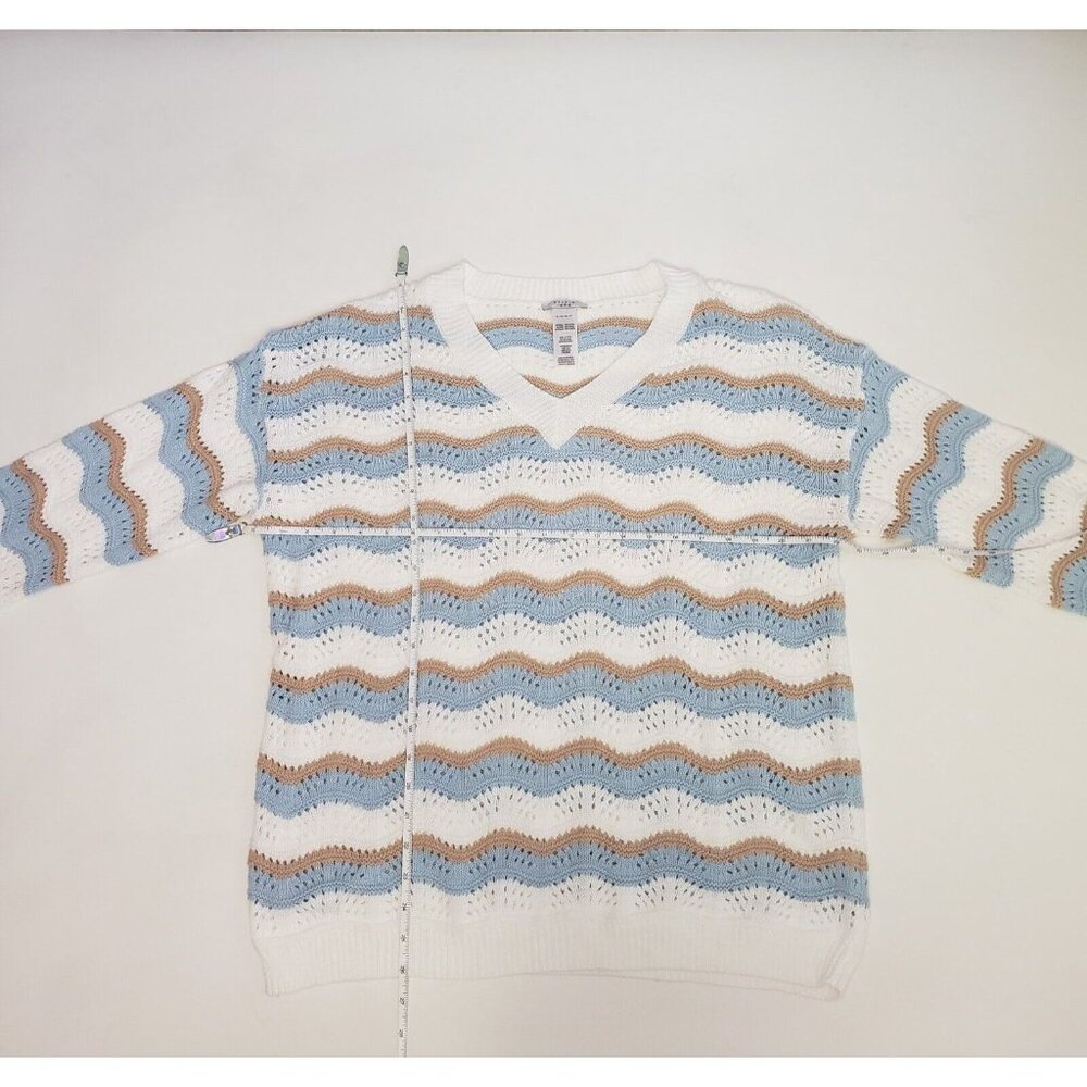 Studio 1886 Sweater Women's Size XL Blue Beige Ivory Cottagecore Light Academia - Picture 6 of 16